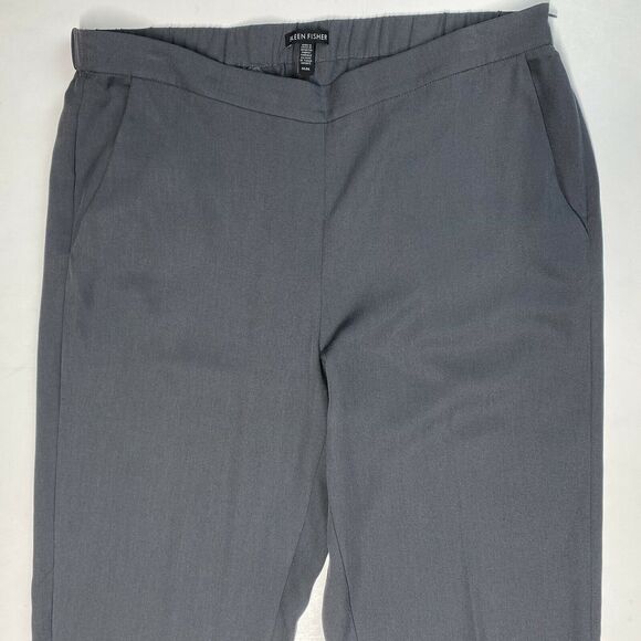 Eileen Fisher Tencel Tapered Leg Pants Sz Medium Dark Gray Textured Elastic EUC - Picture 7 of 12